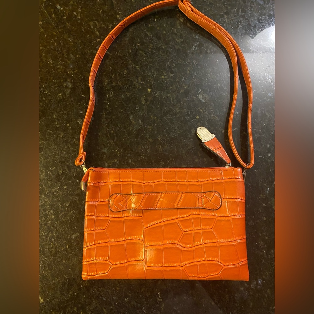 Rusty Orange Crocodile Skin Purse/Clutch - Picture 6 of 7
